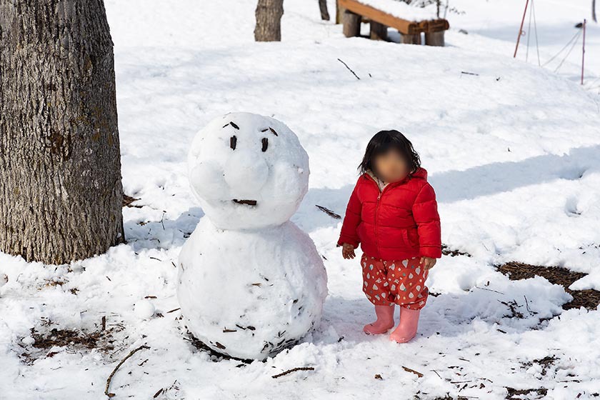 星降る夜とポカポカ陽気の雪だるま。 白馬森のわさび農園オートキャンプ場 ② 〜融雪編〜